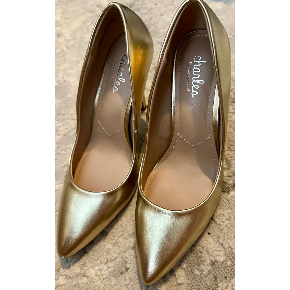 Charles by Charles David Makenice Gold Metallic Pointed Toe Stiletto Pumps 6.5M‎